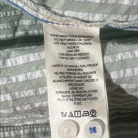 Anthropologie Green Striped Seersucker Buttondown Tunic 🌿 Size Medium NWOT - Picture 12 of 12